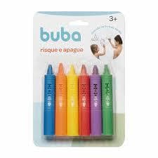 Giz de Cera para Banho Buba Risque e Apague - 6 Cores - Banho Divertido