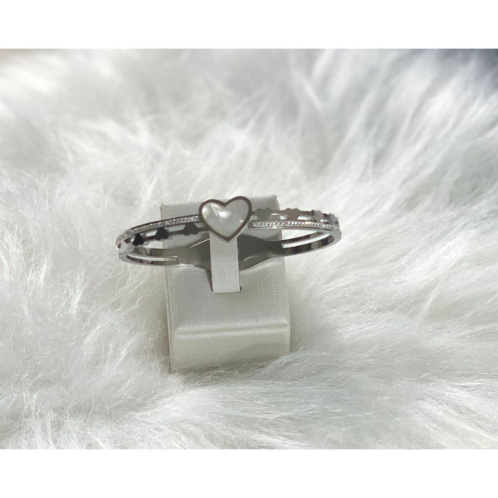 ✨ Braceletes Femininos em Aço Inox | Modelo Elegante e Resistente - Coração perolado