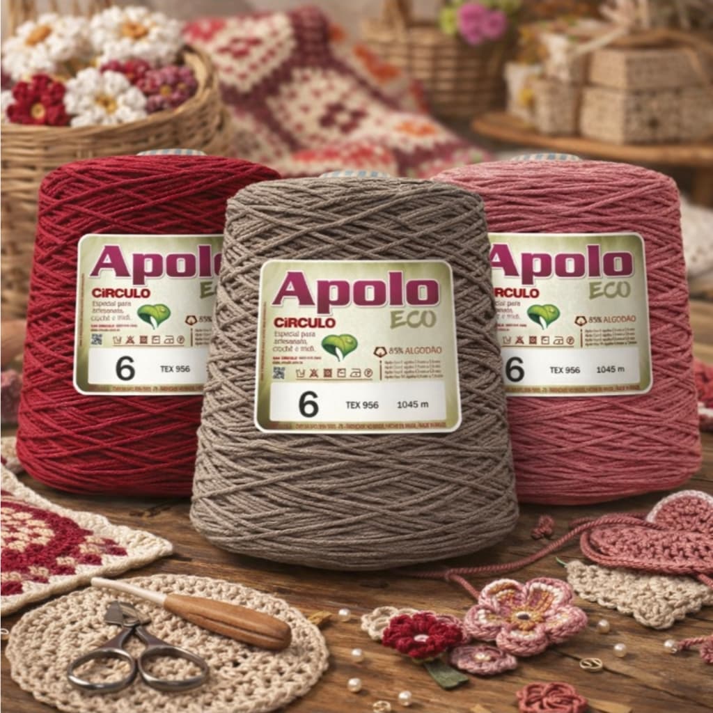 Barbante Apolo 6 1kg Círculo - Ideal para Crochê, Tricô e Artesanato - Diversas Cores