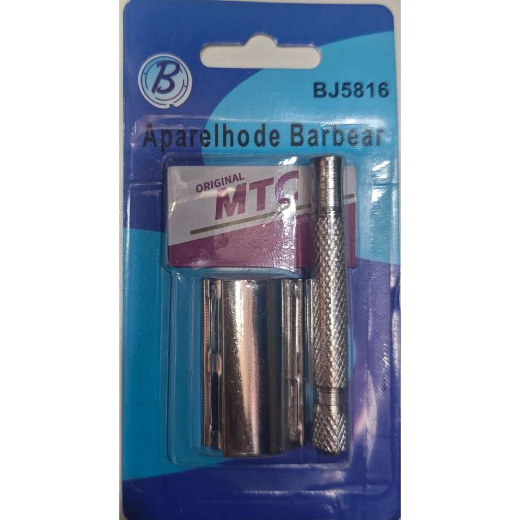 kit 1/2 Aparelho de Barbear Clássico em Metal Reutilizável + Lâminas MTG – Barbear Tradicional Masculino