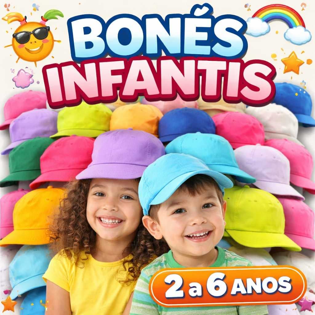 Boné Infantil Liso Menino Menina 2 a 6 Anos Regulável Premium Algodão Várias Cores