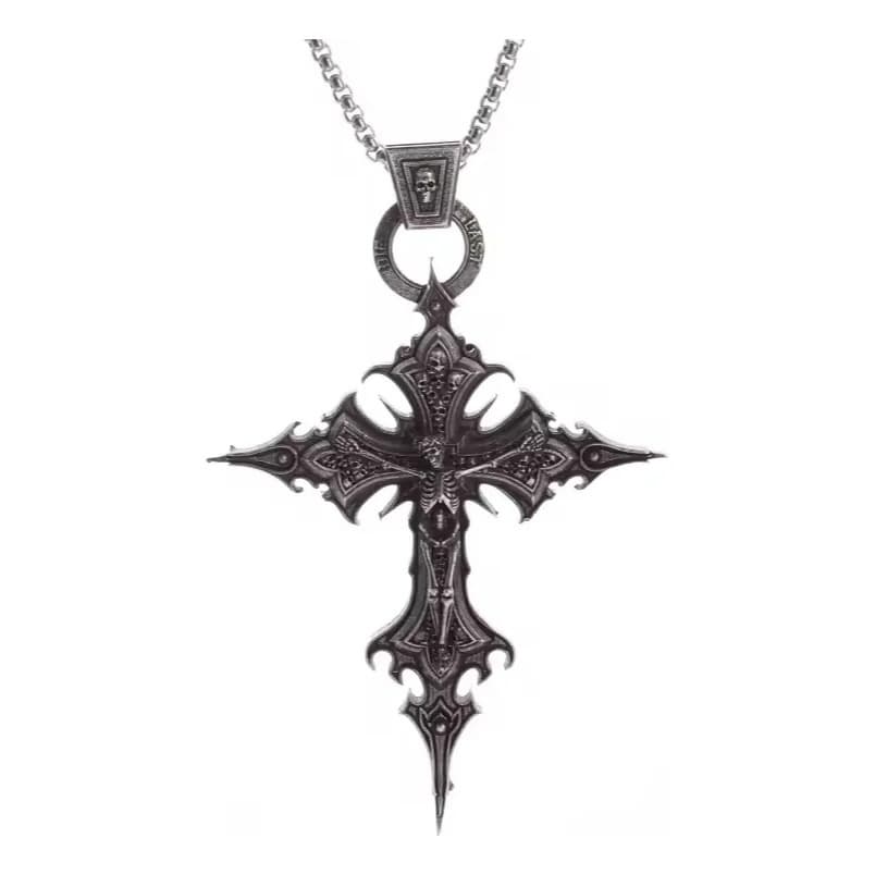 Colar Crucifixo Gótico Caveira Amuleto Gothic Crânio Rock Amon Trendy Alloy Cross