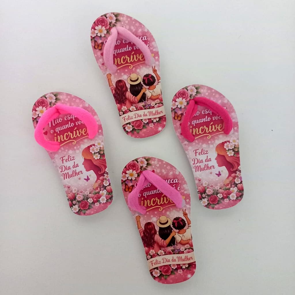 Card chinelo com Xuxinha de Cabelo Mimo dia da Mulher - Lembrancinha dia da Mulher - Presente Criativo -