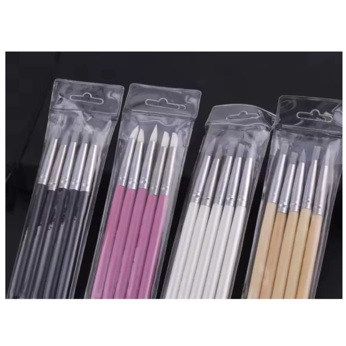 Kit 3 Pincéis Ponta De Silicone Para Unhas De Gel Acrigel Polygel Pincel Decoração Nail Multiuso