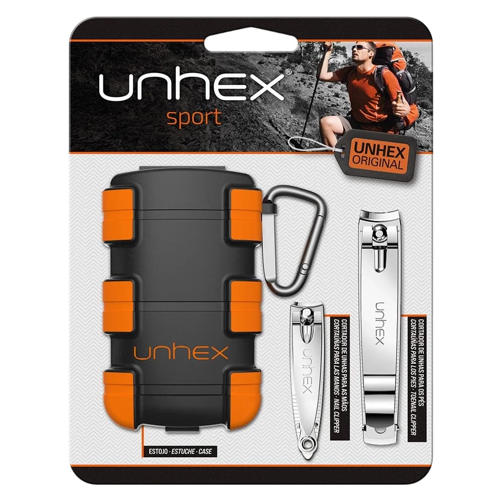 Estojo Merheje Unhex Cor laranja com Mosquetão Cortador de Unhas Unhex sport .