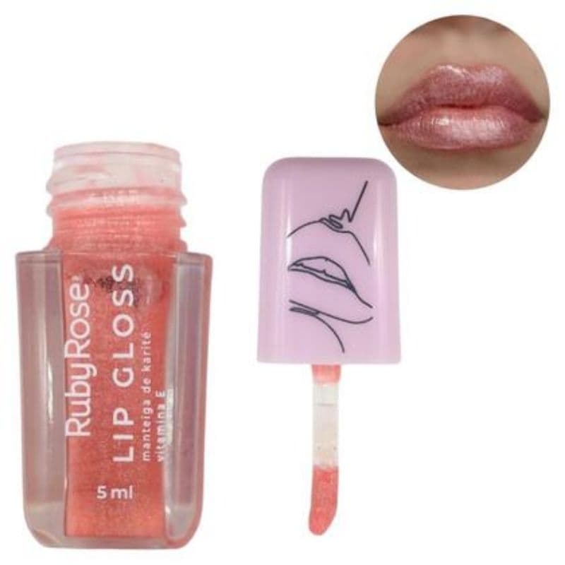 Lip Gloss Ruby Rose HB-8234-1 Brilho Espelhado glitter Original