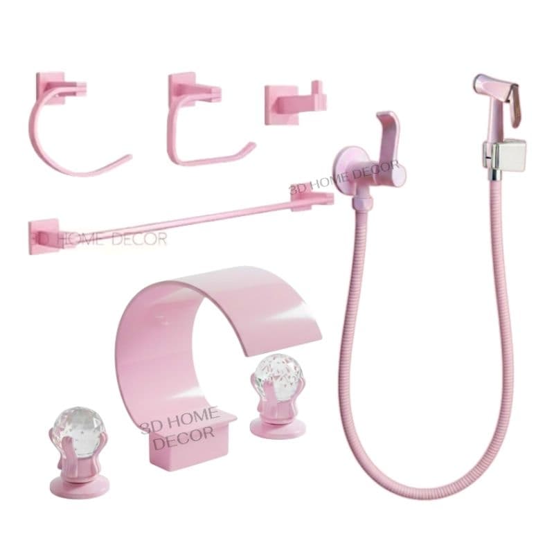 Acessórios De Banheiro Luxo Rosa em Metal Torneira Monocomando Rosa Cristal Banheiro Bancada Acessórios Grandes Rosa