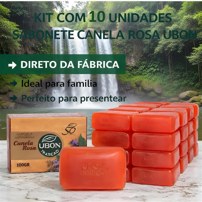 10 Sabonetes Glicerinado em Barra Canela Rosa Ubon Natural Hidratante Aromático Corpo e Banho