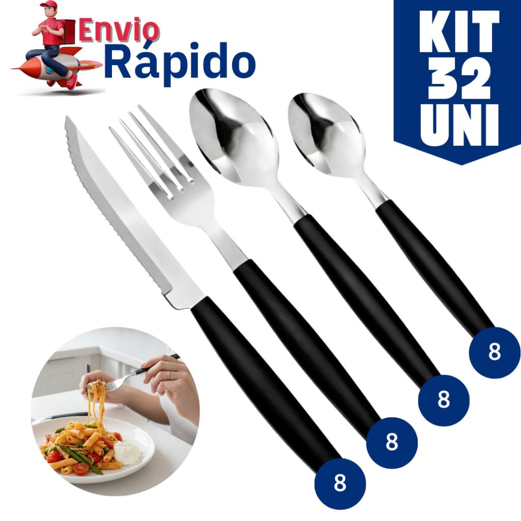 Conjunto Talheres kit 32 Ou 16 Peças Jogos de Aço inox Garfo Faqueiro Colher De Chá Cozinhas
