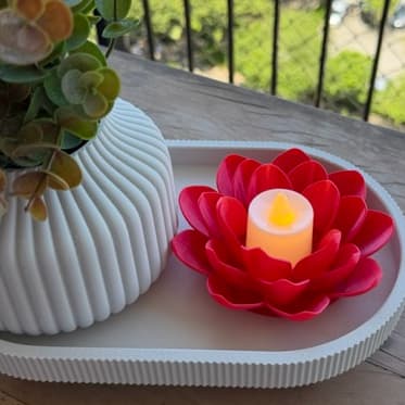 Porta Vela LED Flor de Lótus 3D  Design Moderno e Delicado