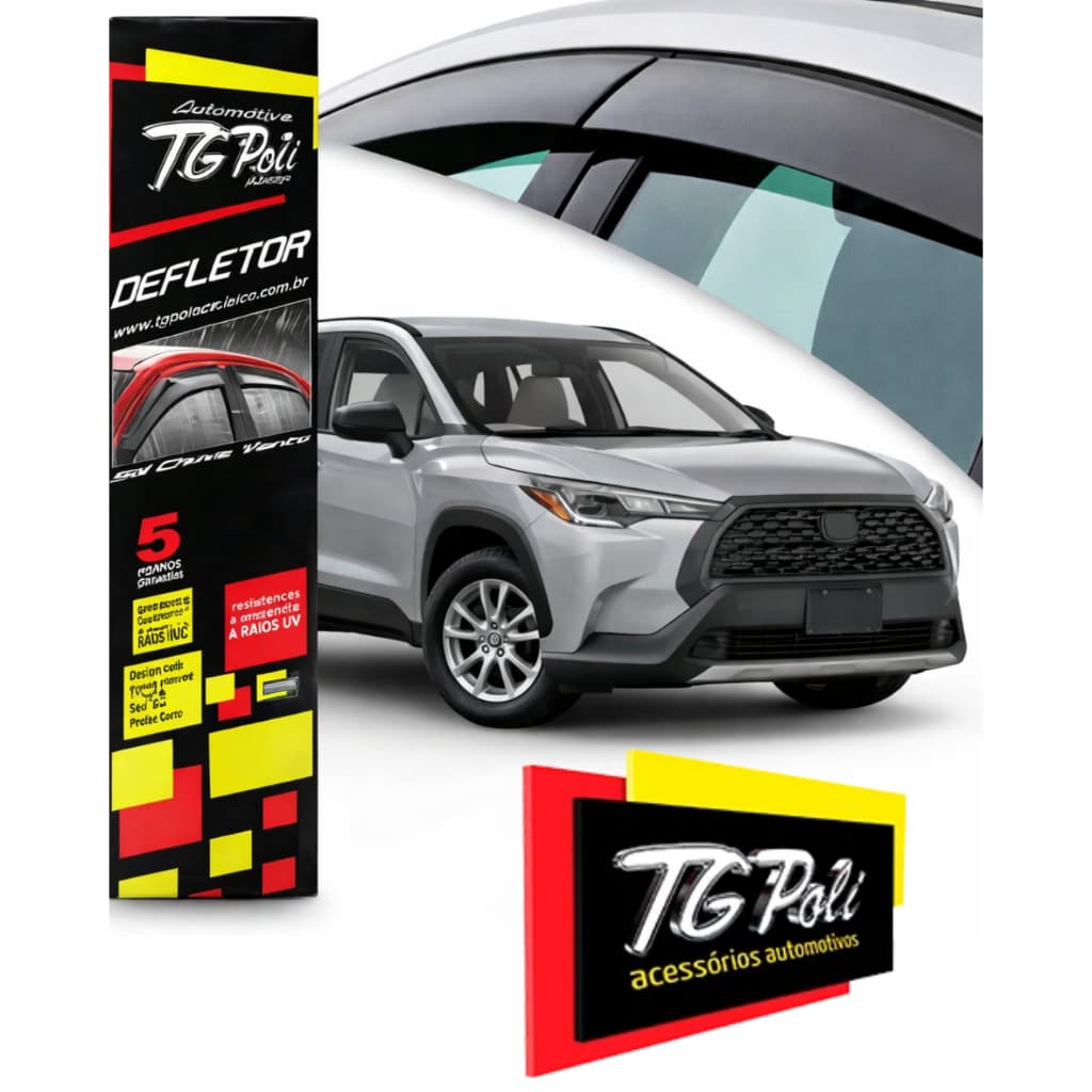 Calha De Chuva Inteiriça defletor de chuva Toyota Corolla Cross 2021 a 2026 Tg Poli Fume