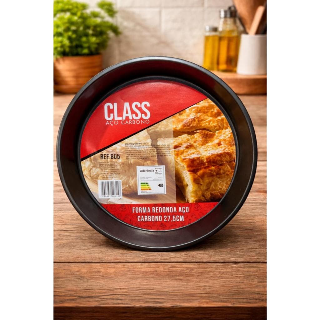 Forma Assadeira Redonda  Para Bolo Aço Carbono Antiaderente 27,5cm Class Home - Não Gruda!