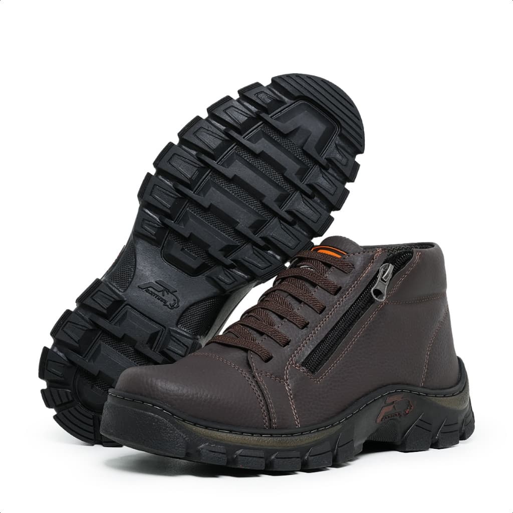 Coturno Masculino Adventure Palmilha Gel Zíper Solado Costurado Trilha Trabalho