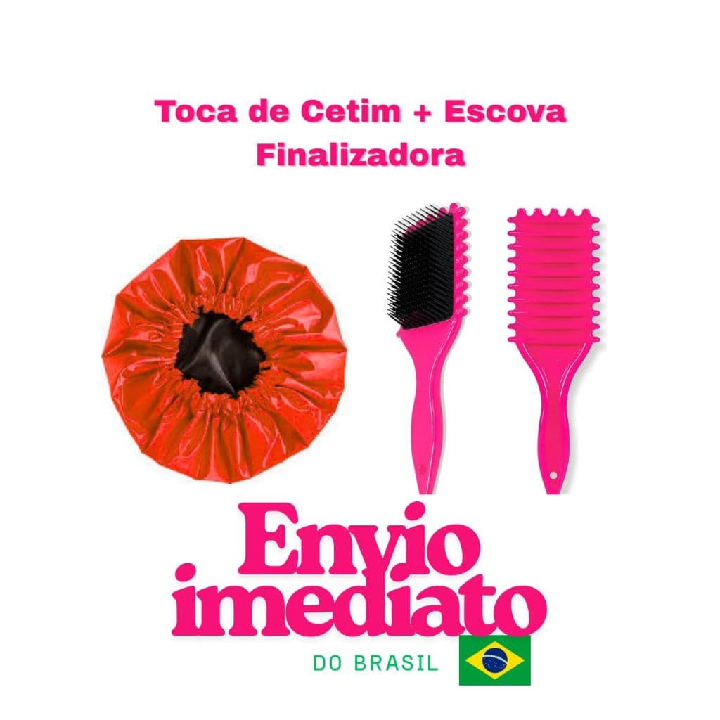 ESCOVA de cachos fitagem Rosa MAIS TOCA CETIM Vermelha