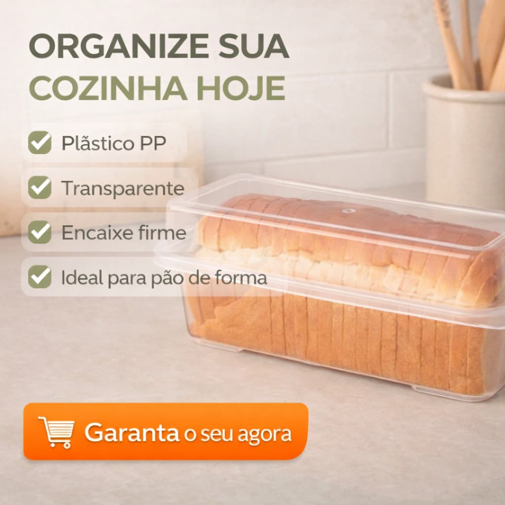 Porta Pão de Forma Transparente com Tampa Plástico Pote para Conservar Pão