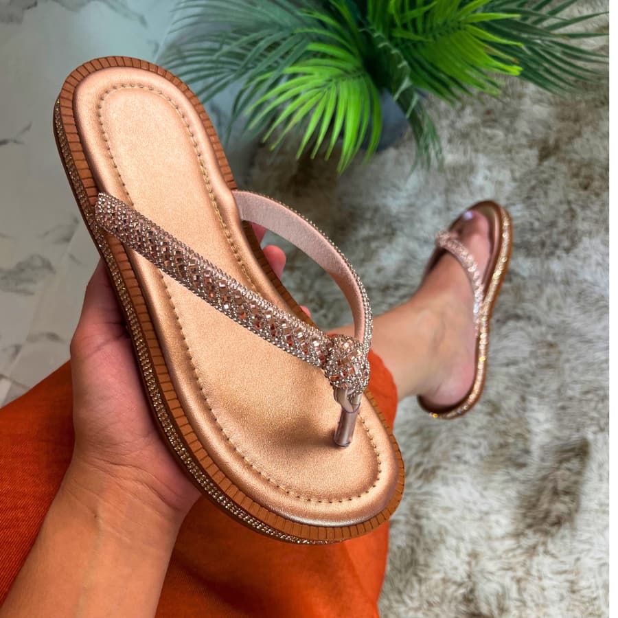 Papete Chinelo Nó Sandália Feminina Flatform Strass Birken Rasteira Feminina Rasteirinha Brilho