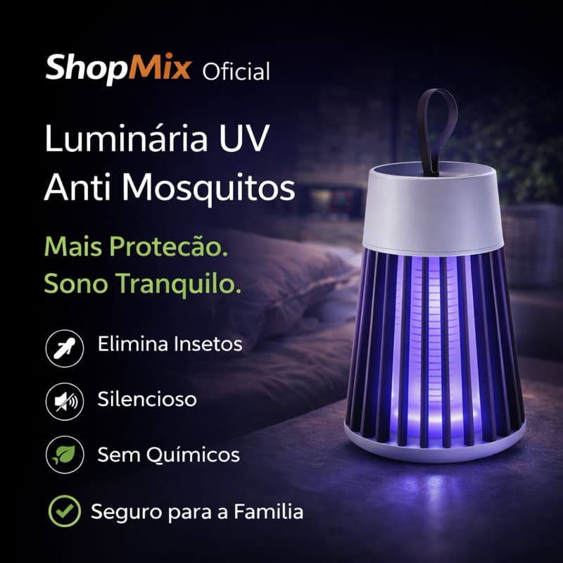 Luminária UV Anti Mosquito Recarregável Led Sem Radiação Sem produtos químicos