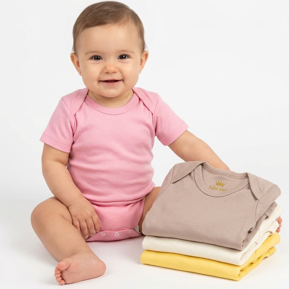Kit 4 Bodys Bebê Infantil 100% Algodão Menina Menino Unissex Meia Manga Básico SuperMacio Lançamento Enxoval Maternidade