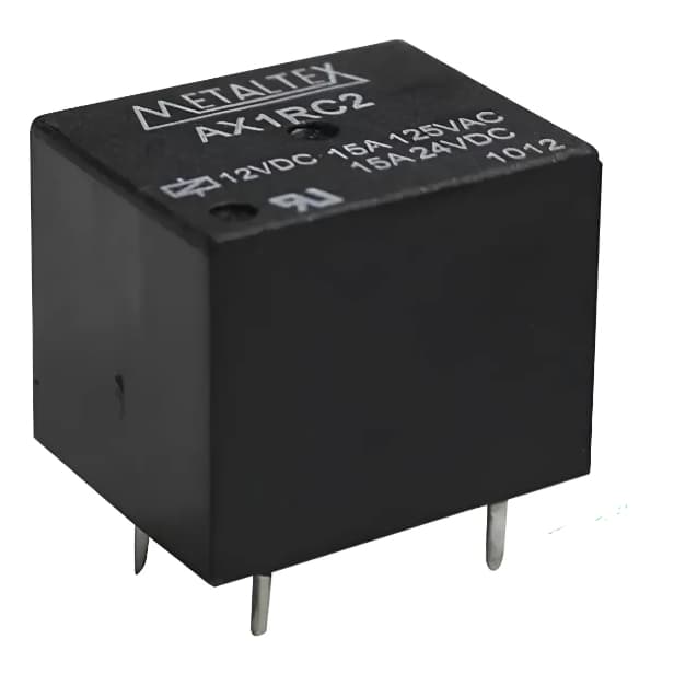 KIT 5 Relé AX1RC2 Miniatura de Potência 1 REV - Bobina de 12VCC - Capacidade de 15A - Terminais para PCI