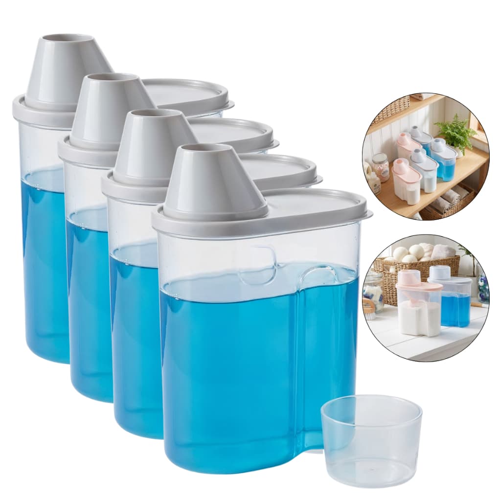 Kit 4 Pote De Plástico 1,9L Para Alimentos Ração Sabão Com Dosador Organizador De Armário