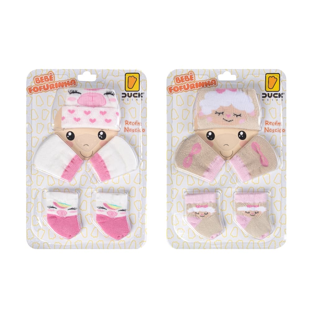 2 Kit Bebe Toca Luva Kit Saida Maternidade Menina Duck