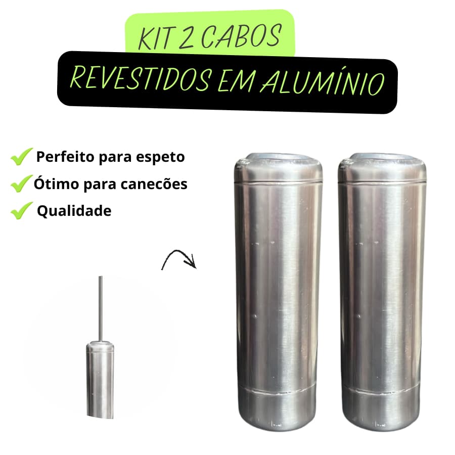 Kit com 2 Cabos para Espeto em Madeira com Revestimento de Alumínio