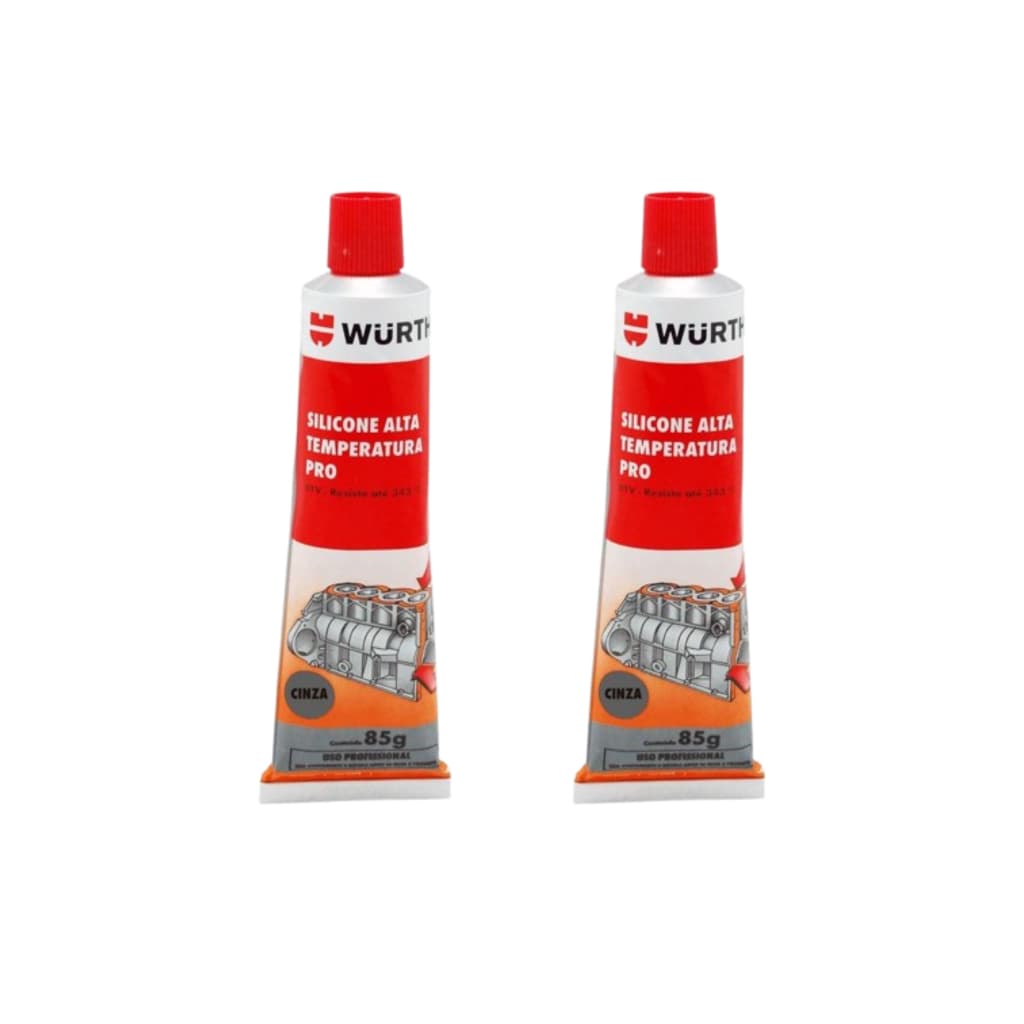 Wurth - 2x Cola Silicone Cinza 85g (Alta Temperatura Automotivo)