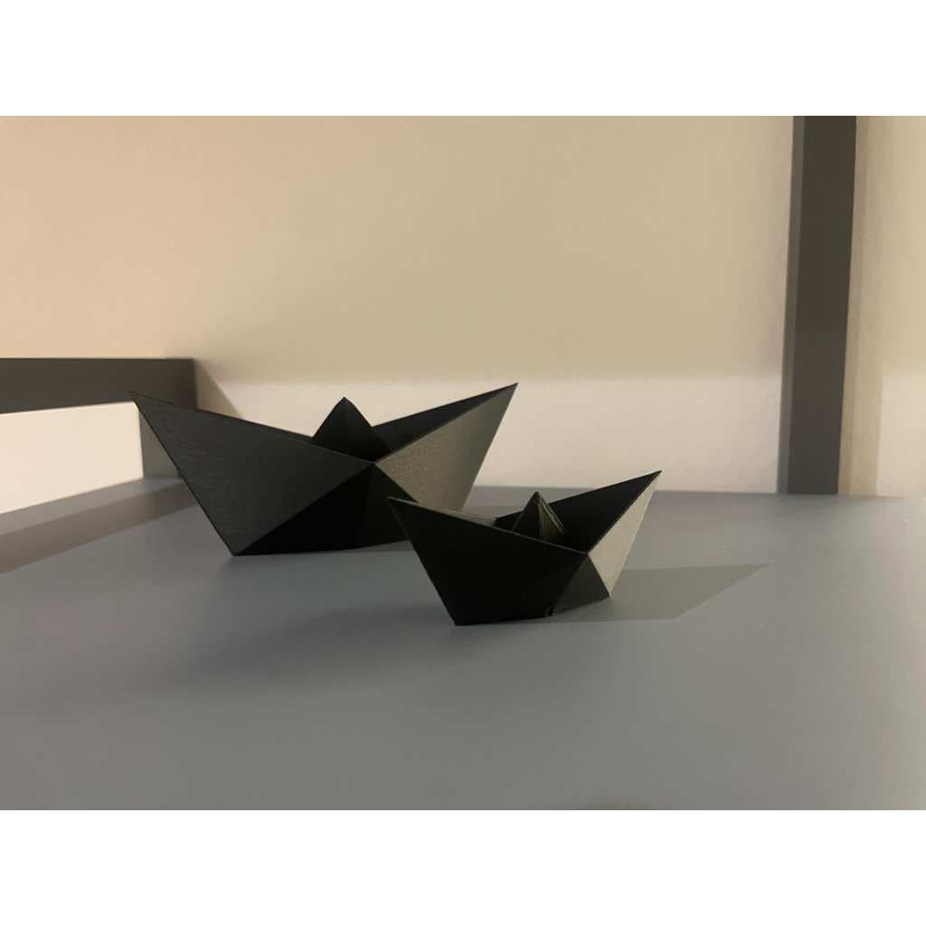 Kit 2 Barco Origami Decoração Decorativo Mini Escultura Geométrica Pequeno e Grande Casa Banheiro Enfeite