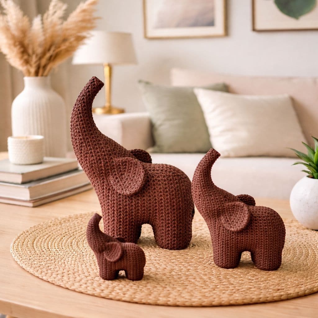 Elefante Tricot Decorativo Moderno para Decoração Boho minimalista