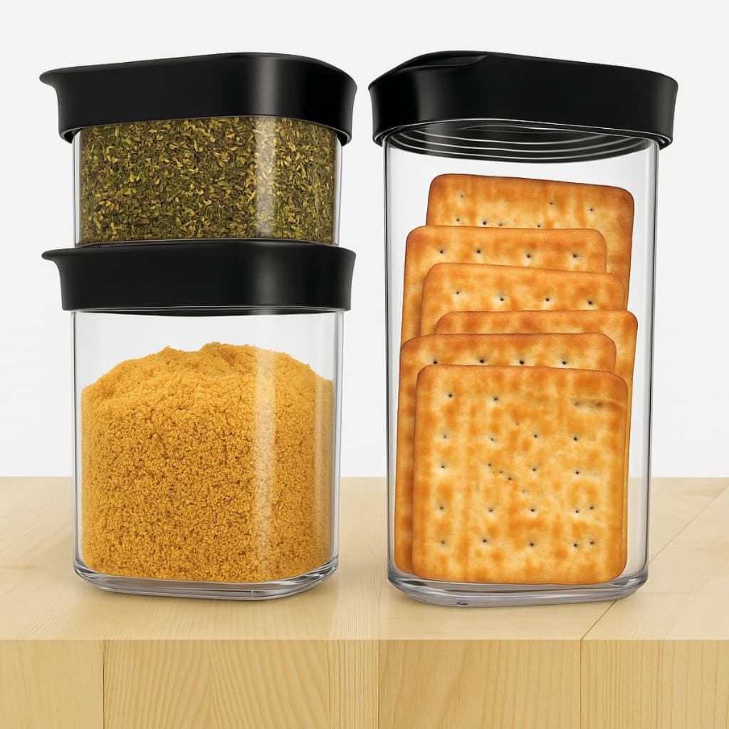 Kit 3 Potes Herméticos 500ML 350ml e 150ml Condimentos e Temperos Helsim