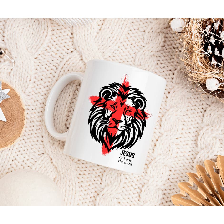 Caneca Leão de Judá 325ml Cerâmica