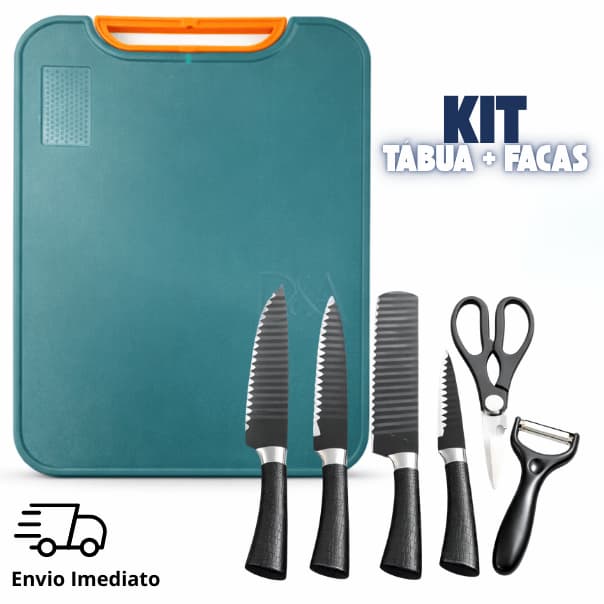 Kit Tábua De Corte Antibacteriana Conjunto Facas Para Churrasco Cozinha Gourmet Descascador Tesoura