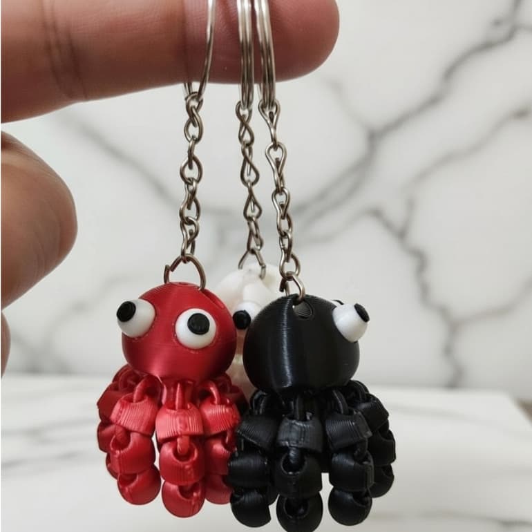 Chaveiro Polvo Articulado 3D Colorido Mini Fidget Flexível Presente Criativo