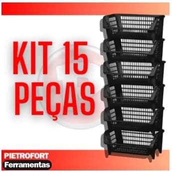 15 Cesto Empilhavel Expositor Organizador PRETO c/ nota fiscal