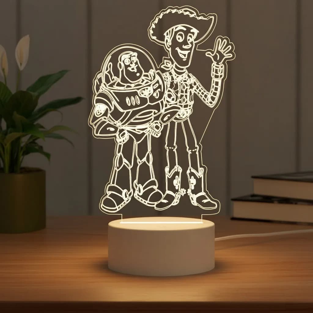 Luminária Led 3D Abajur | Toy Story Woody Buzz 2