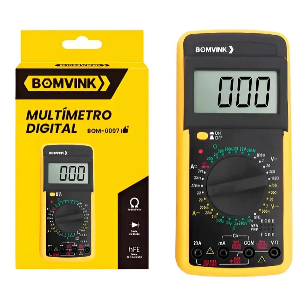 Multímetro Digital ProfissionaL1000V 20A Teste Diodo/Transistor