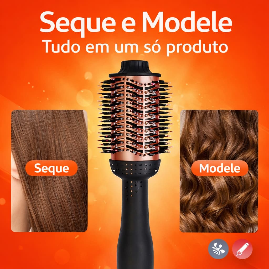 Escova Secadora Cabelo Profissional Bivolt 1300w Secagem Rapida Design Ergonomico Todos Tipos Cabelo
