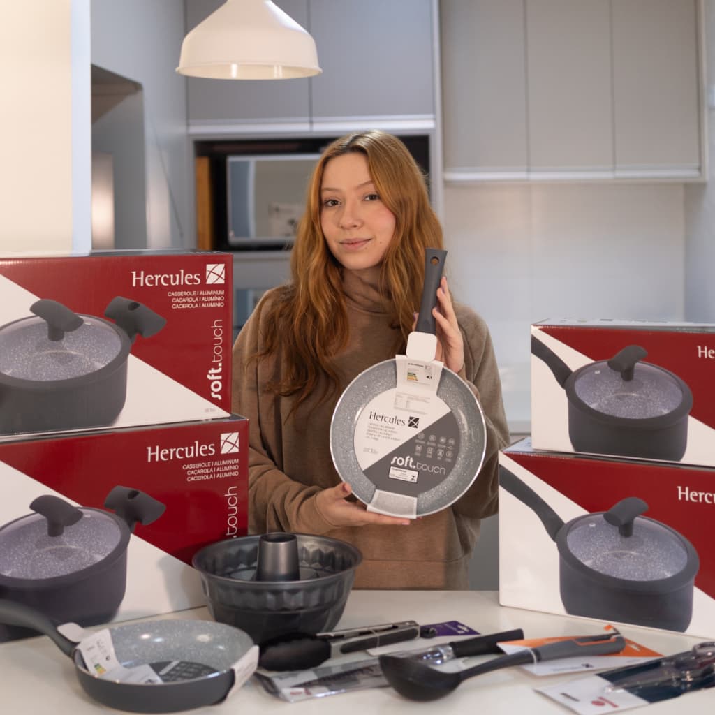 Jogo de Panelas Hercules Soft Touch Antiaderente Revestimento Cerâmico 11 Peças e Utensílios de cozinha Kit completo