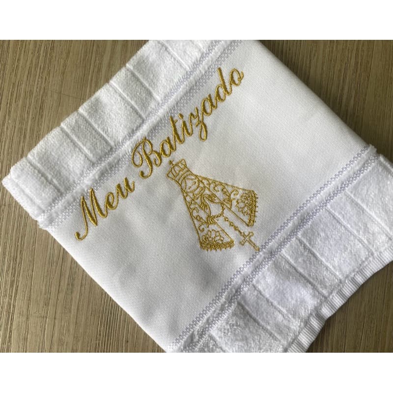 Toalhinha para batismo meu batizado bordada nossa senhora aparecida