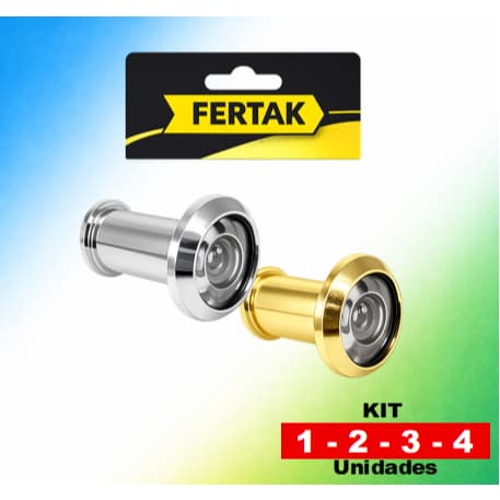 Olho Mágico Cromado ou Dourado Com Ângulo Visual 200º Com Regulagem Fertak Para Porta de Madeira.