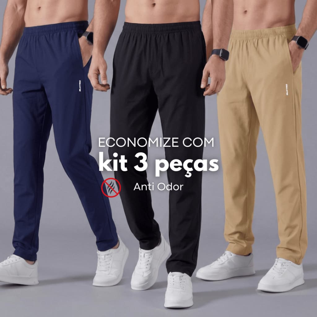kit 3 Calça Masculina Esportiva Com Elastano Confortável Treino Academia Fitness  P ao G2