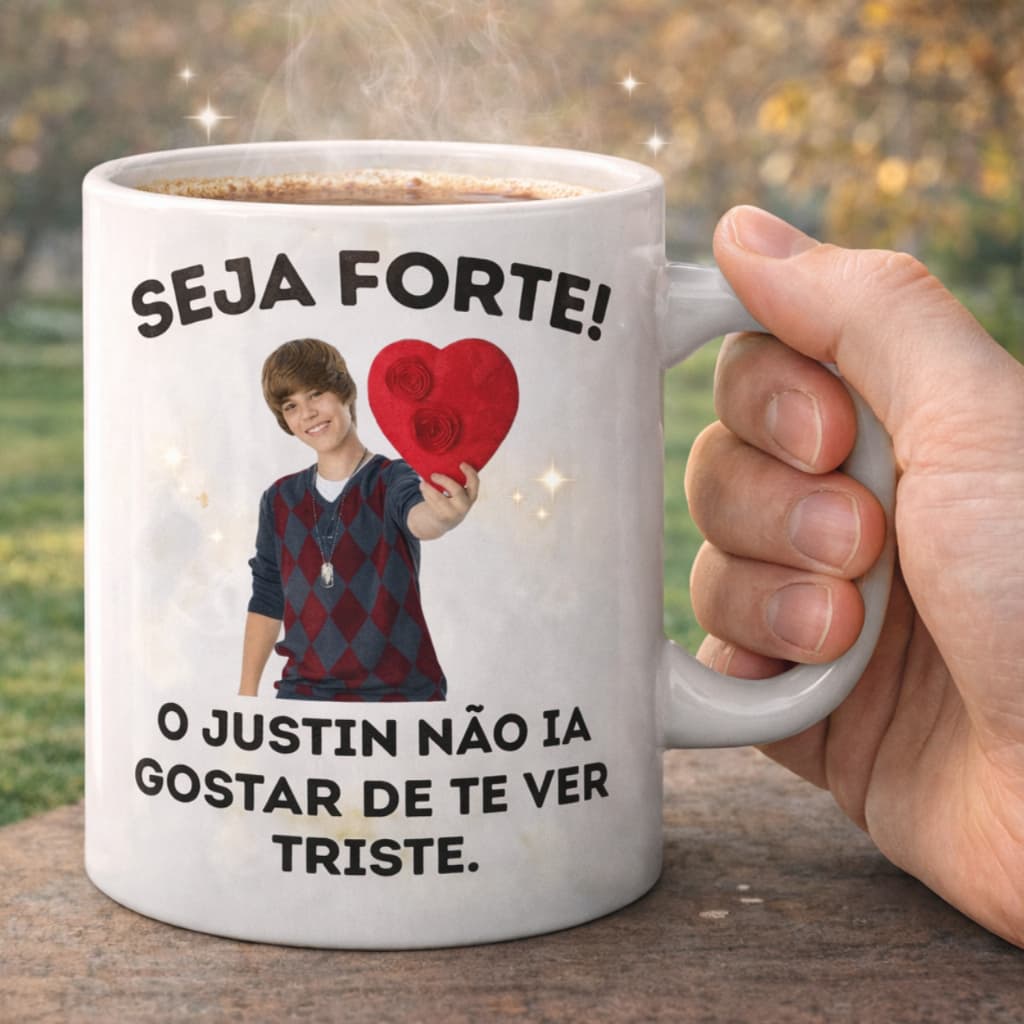 Caneca Seja Forte com Famosos Presente Engraçado em Porcelana Brilhante