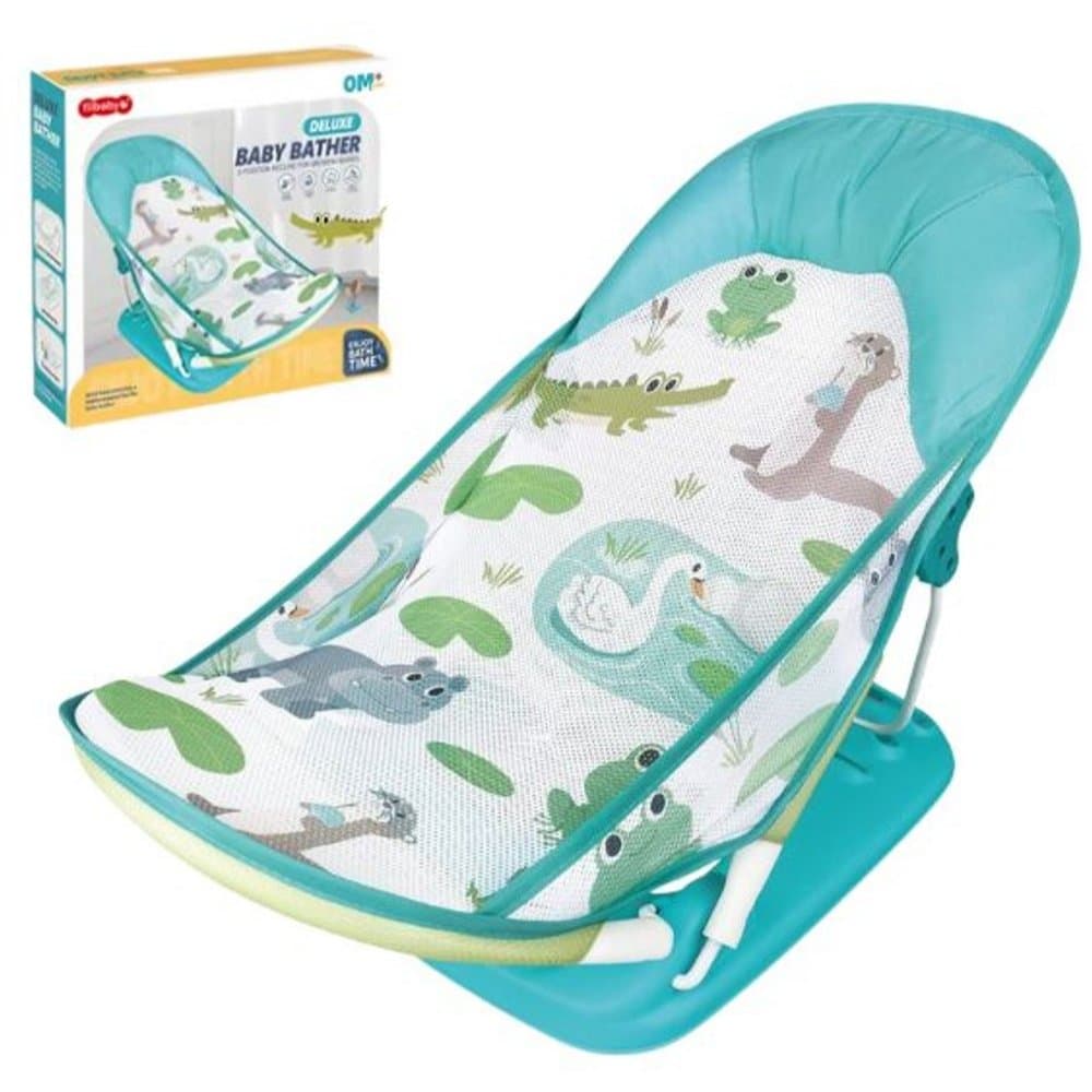 Suporte para Banho para Bebê Infantil Seguro Confortável Estável Verde Ajustável