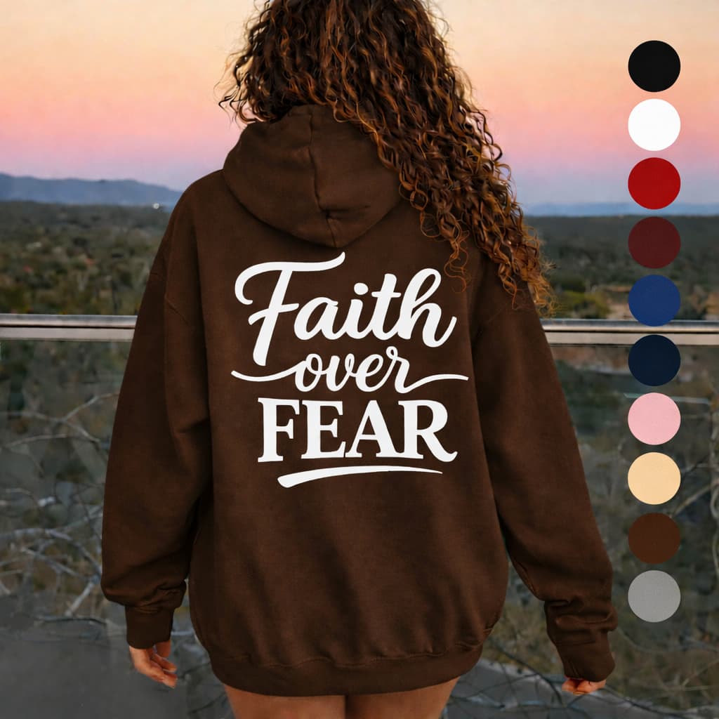 Moletom Feminino Canguru Agasalho Adulto Escrita Faith Over Fear Grosso