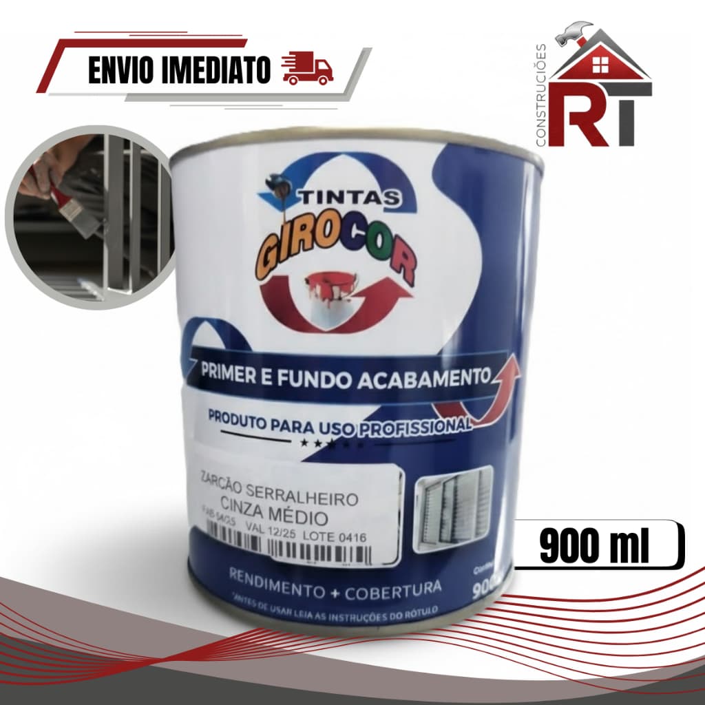 Zarcão Primer Fundo Preparador Linha Premium Cinza Médio 900ML