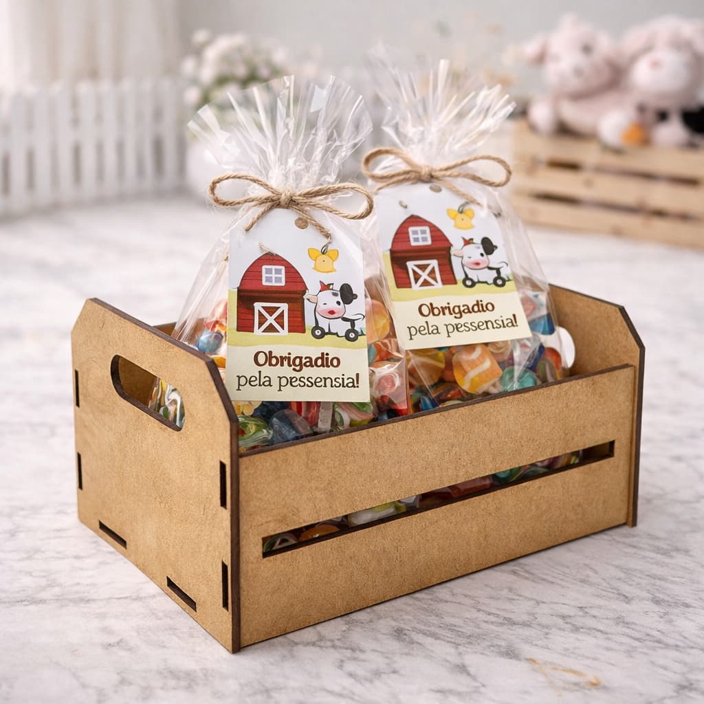 Kit 10 Caixote MDF Cru 15x10x6 Liso Ripado Fazendinha Lembrancinha Festa Aniversario Infantil