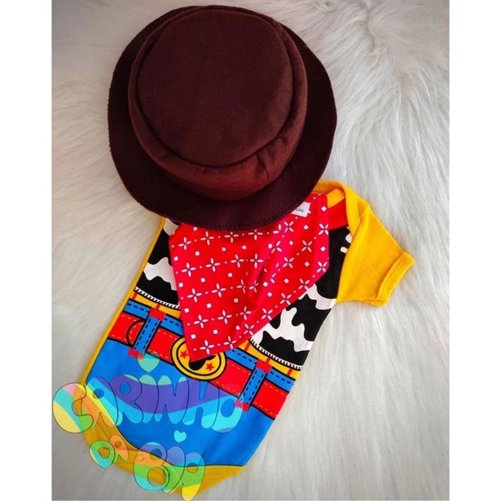 Body Woody Bebê Menino Fantasia Mesversário Temático Cowboy