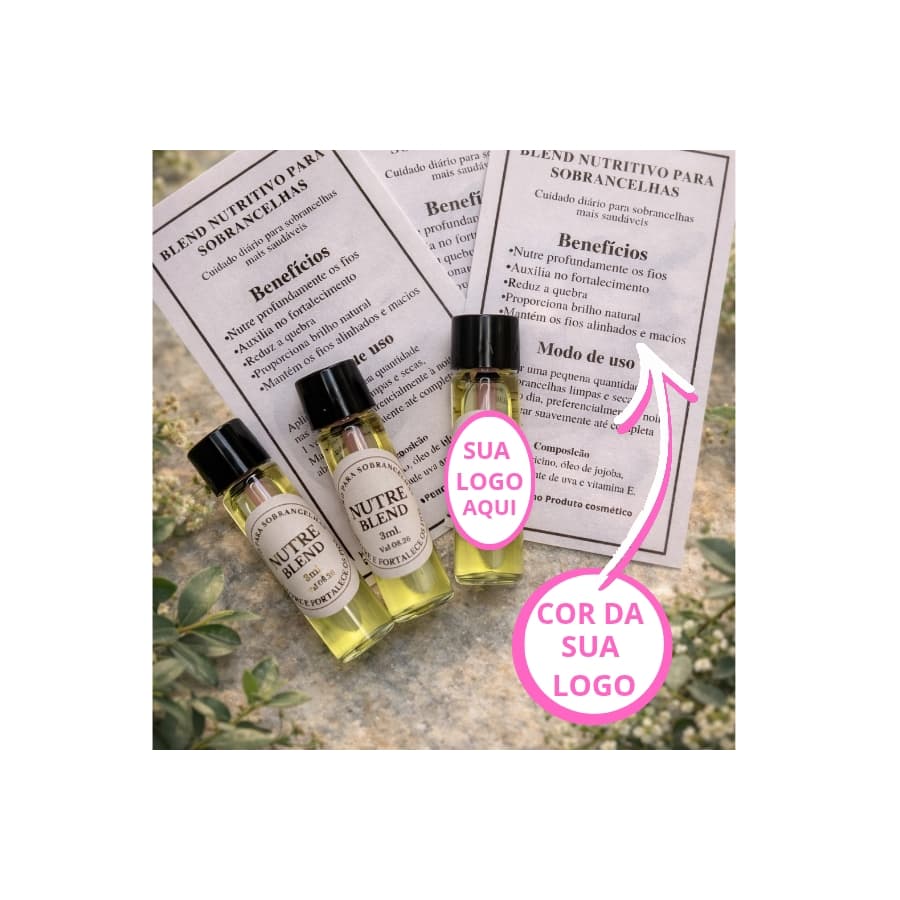 Kit 20 Blends Sérum Crescimento Sobrancelhas + Cartões 3ml (PERSONALIZADOS)