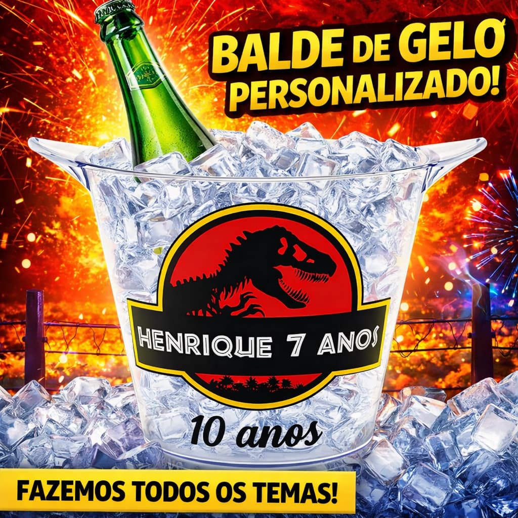 Kit 5 Baldes de Gelo Fosco Eco 5L Personalizado para Festa Evento Balada Aniversário Bar Não Quebra