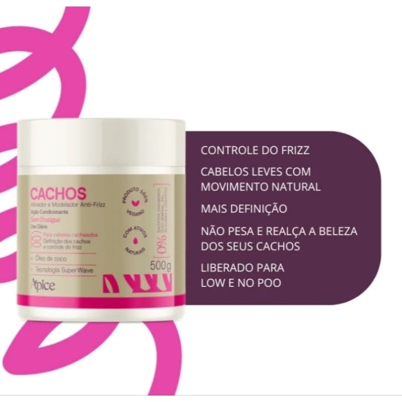 Ativador De Cachos Apice Nova Fragrância Vegano Anti Frizz Creme De Pentar Uso Diario 500g